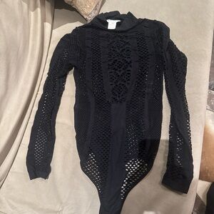 House of CB London Black mesh bodysuit #bodysuit